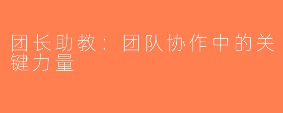 团长助教：团队协作中的关键力量