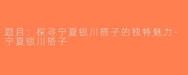 题目：探寻宁夏银川搭子的独特魅力-宁夏银川搭子