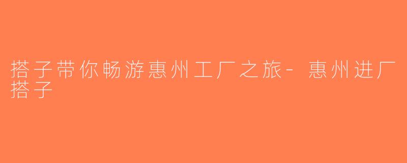搭子带你畅游惠州工厂之旅-惠州进厂搭子