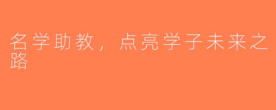 名学助教，点亮学子未来之路
