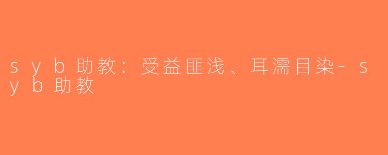 syb助教：受益匪浅、耳濡目染-syb助教