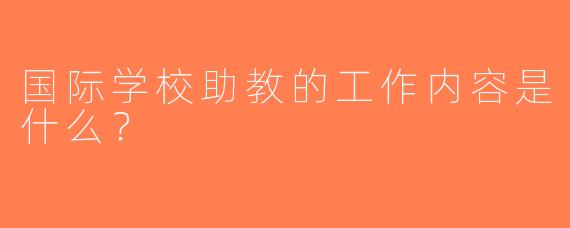 国际学校助教的工作内容是什么？