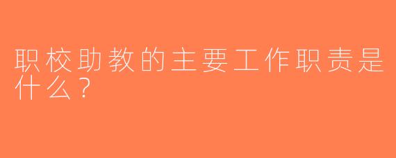 职校助教的主要工作职责是什么？