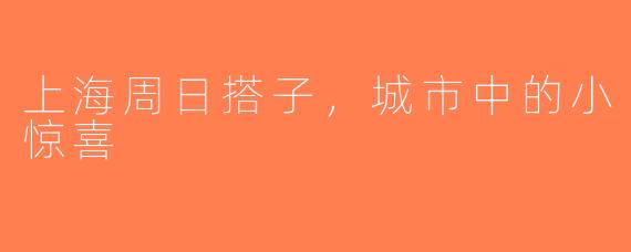 上海周日搭子，城市中的小惊喜