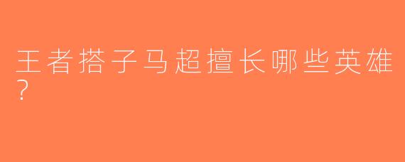 王者搭子马超擅长哪些英雄？