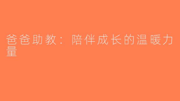 爸爸助教：陪伴成长的温暖力量