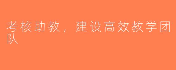 考核助教，建设高效教学团队