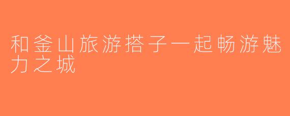 和釜山旅游搭子一起畅游魅力之城