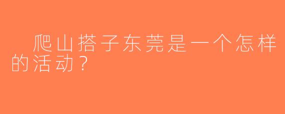  爬山搭子东莞是一个怎样的活动？