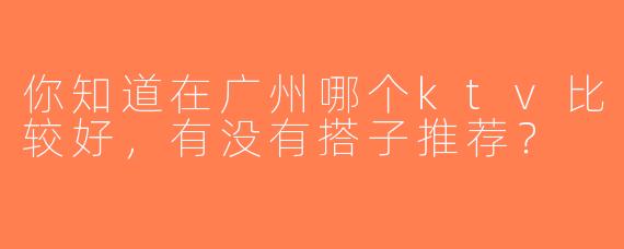 你知道在广州哪个ktv比较好，有没有搭子推荐？