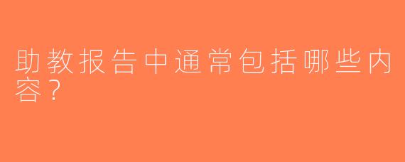 助教报告中通常包括哪些内容？