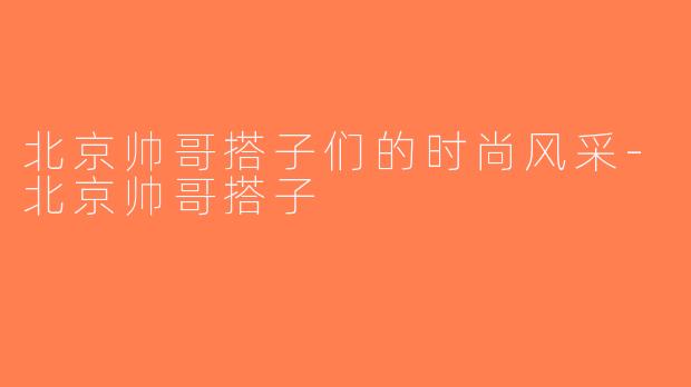北京帅哥搭子们的时尚风采-北京帅哥搭子