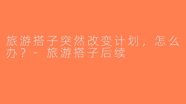 旅游搭子突然改变计划，怎么办？-旅游搭子后续