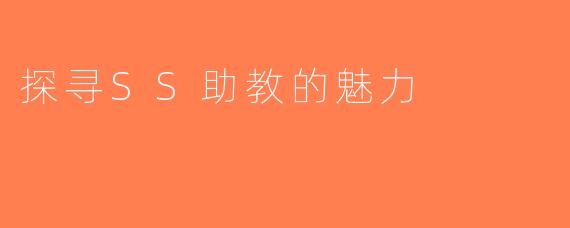 探寻SS助教的魅力