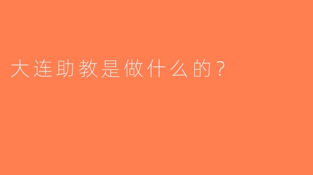 大连助教是做什么的？  