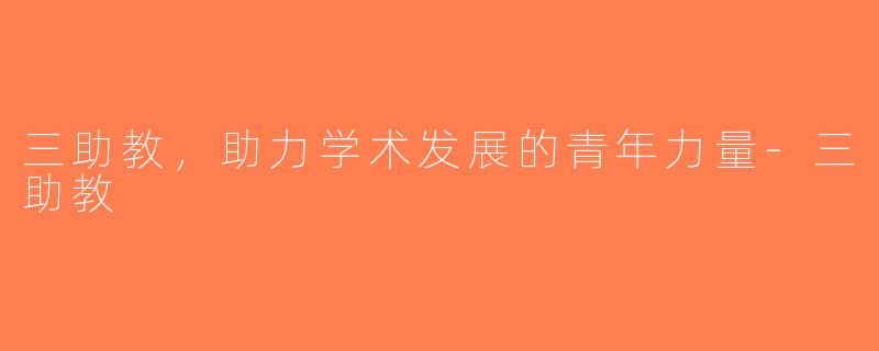 三助教，助力学术发展的青年力量-三助教
