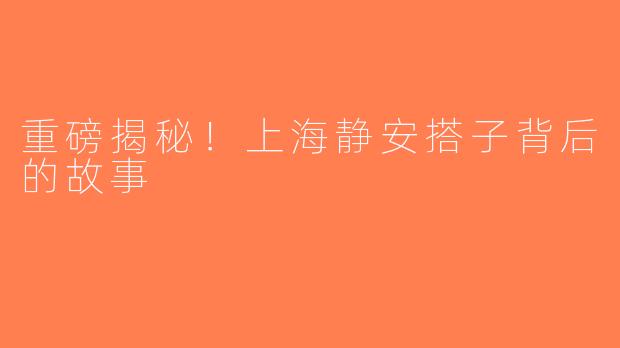 重磅揭秘！上海静安搭子背后的故事