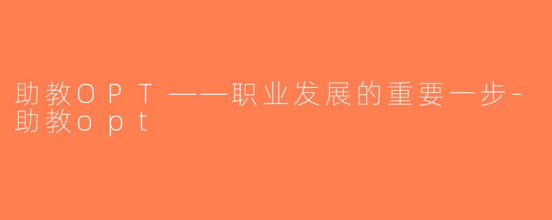 助教OPT——职业发展的重要一步-助教opt