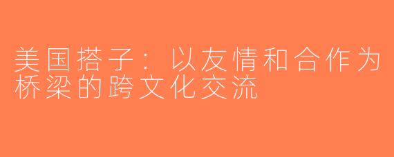 美国搭子：以友情和合作为桥梁的跨文化交流