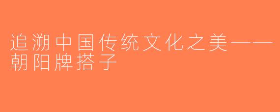 追溯中国传统文化之美——朝阳牌搭子