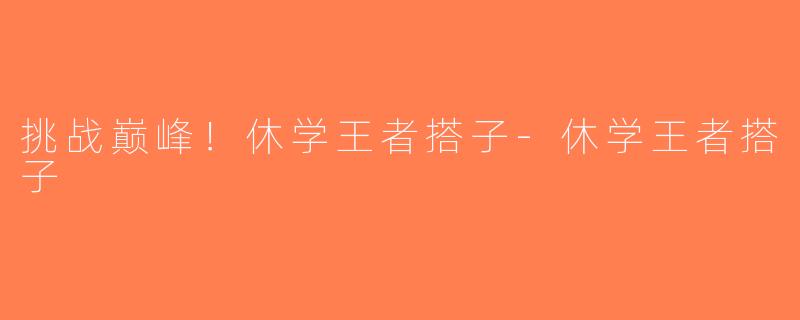 挑战巅峰！休学王者搭子-休学王者搭子