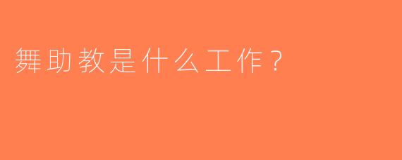 舞助教是什么工作？