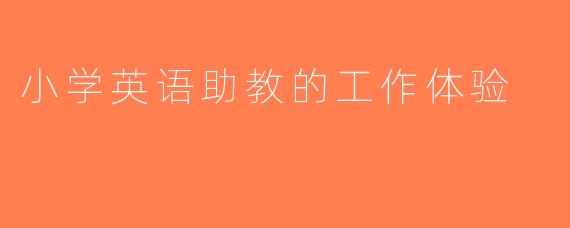 小学英语助教的工作体验