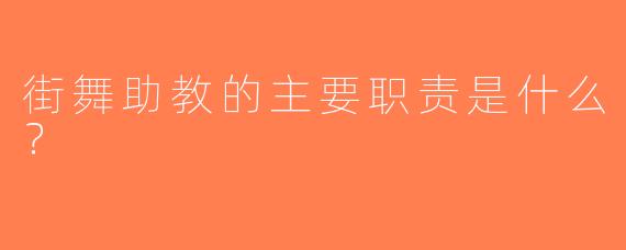 街舞助教的主要职责是什么？
