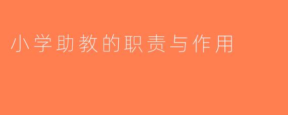 小学助教的职责与作用