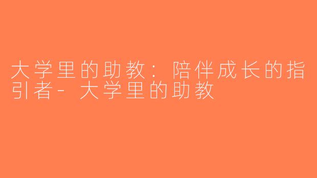 大学里的助教：陪伴成长的指引者-大学里的助教