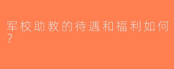 军校助教的待遇和福利如何？
