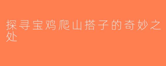 探寻宝鸡爬山搭子的奇妙之处