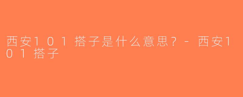 西安101搭子是什么意思？-西安101搭子