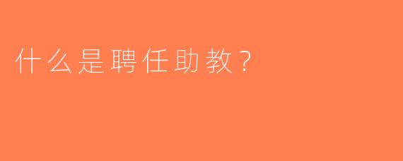 什么是聘任助教？