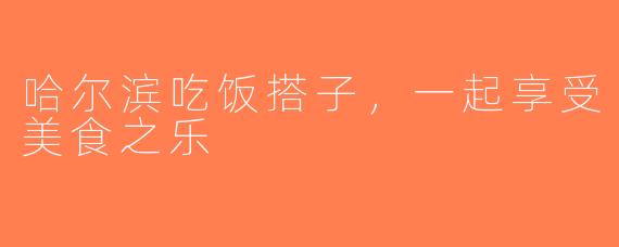 哈尔滨吃饭搭子，一起享受美食之乐