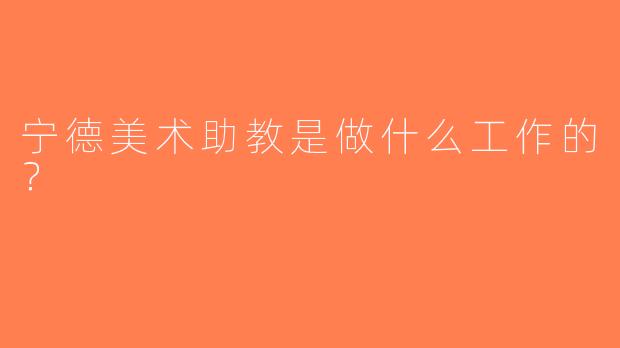 宁德美术助教是做什么工作的？
