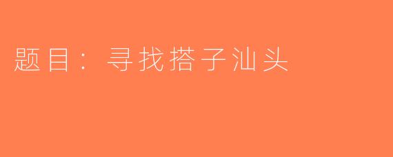 题目：寻找搭子汕头