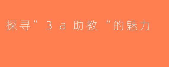 探寻”3a助教“的魅力
