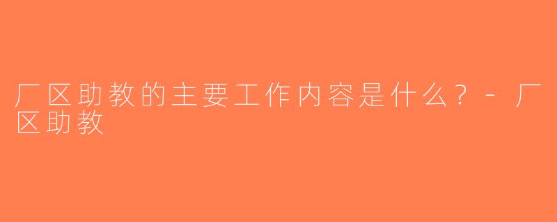 厂区助教的主要工作内容是什么？-厂区助教