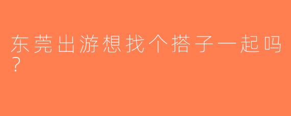 东莞出游想找个搭子一起吗？