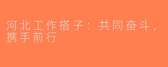 河北工作搭子:共同奋斗,携手前行