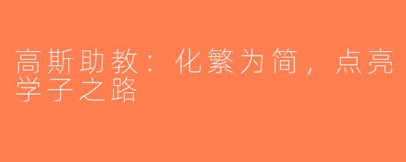 高斯助教：化繁为简，点亮学子之路