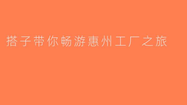 搭子带你畅游惠州工厂之旅