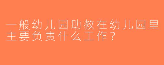 一般幼儿园助教在幼儿园里主要负责什么工作？