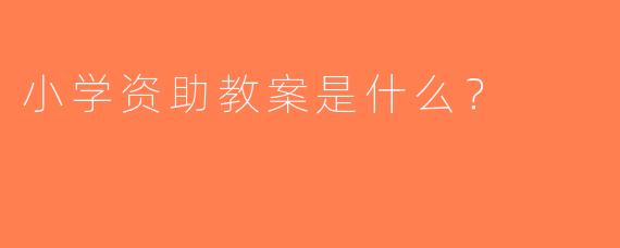 小学资助教案是什么？