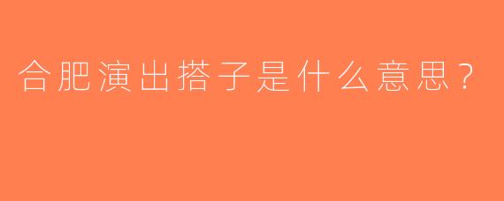 合肥演出搭子是什么意思？