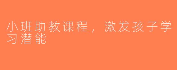 小班助教课程，激发孩子学习潜能