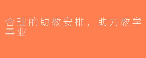 合理的助教安排，助力教学事业