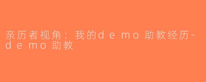 亲历者视角：我的demo助教经历-demo助教