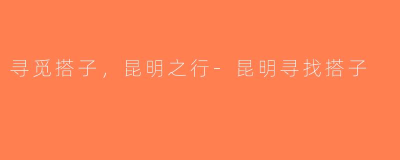 寻觅搭子，昆明之行-昆明寻找搭子